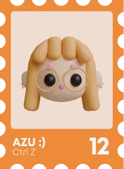 Sello con el avatar 3D de Azu